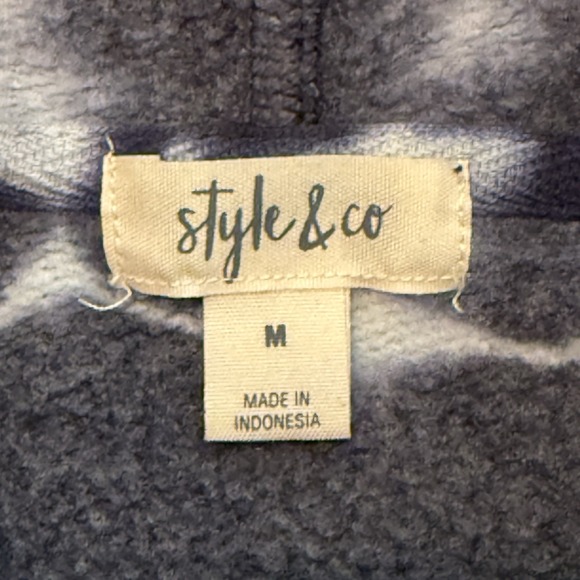 Style & Co Womens M Hoodie Blue Tie Dye Boho Streetwear Skater - Picture 5 of 5